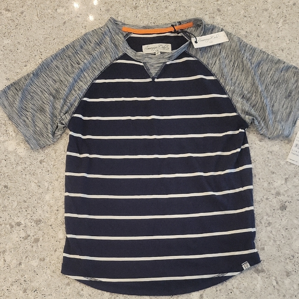 Navy and Gray Striped Kids Shirt by Sovereign Code. New With Tags Size L 14-16